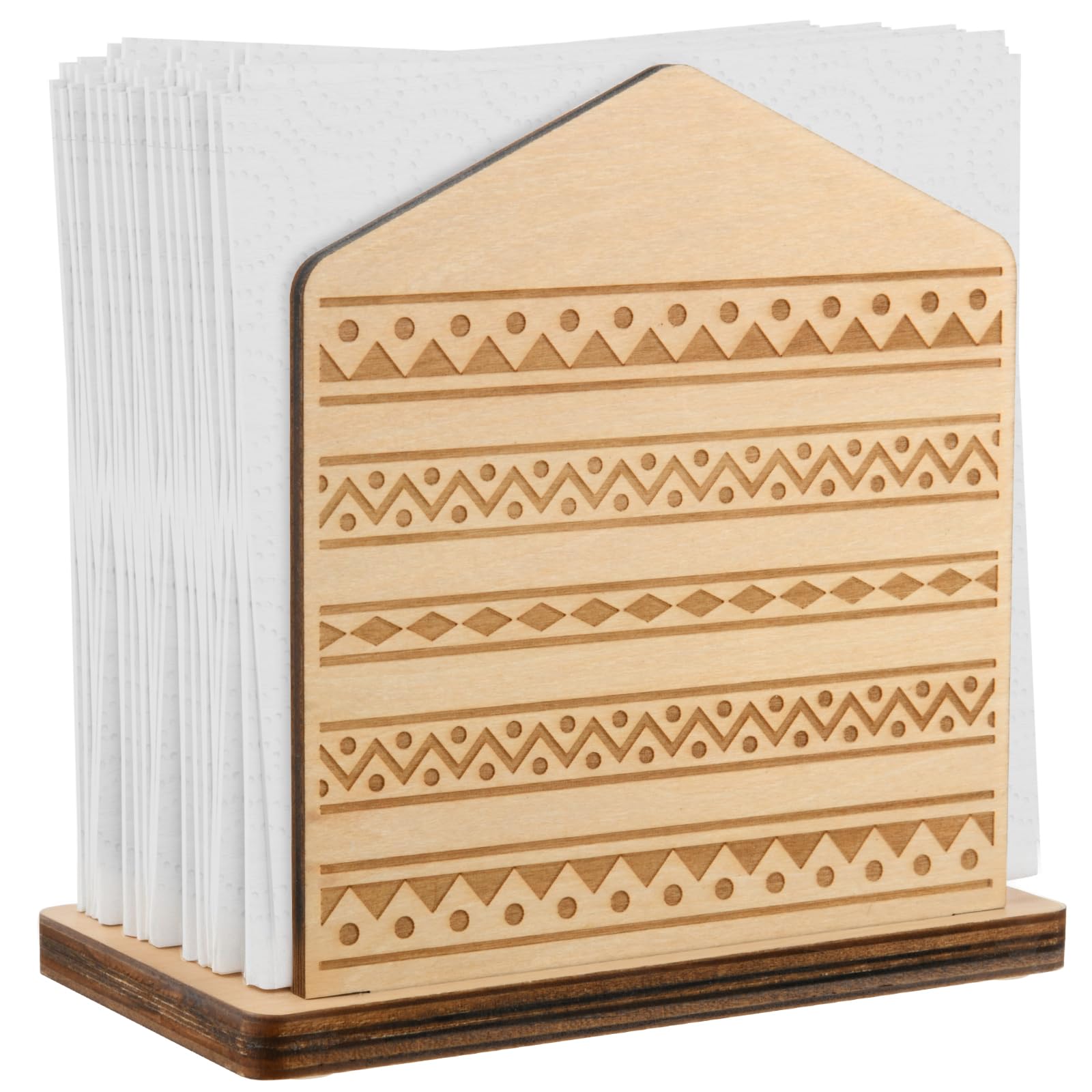 Cosmos Bohemian Wooden Napkin Holder & Tissue Dispenser Stand for Cocktail & Beverage Napkins - Decorative Tabletop Paper Serviette Organizer for