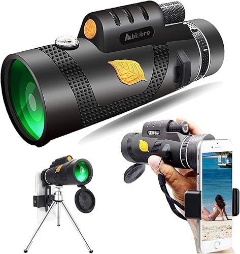 Telescopio monocular, alta potencia de 12 x 50 pulgadas, alcance de prisma de mano con soporte para teléfono inteligente para adultos BAK4 FMC