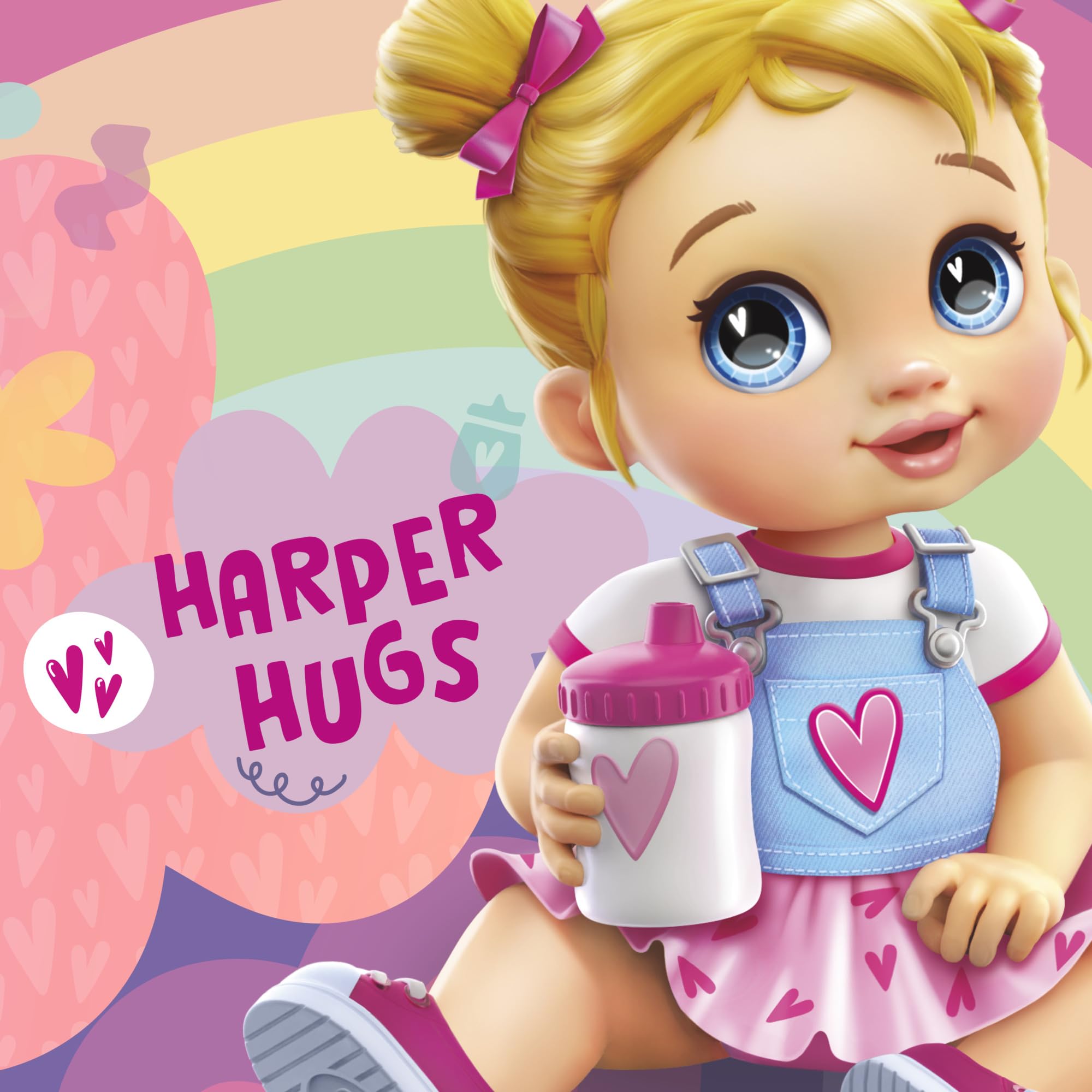 Baby Alive, Sweet Snacks Harper Hugs, Bambola con Cibo Finto, Capelli biondi, 28 cm, Giocattoli per Bambine e Bambini dai 3 Anni in su