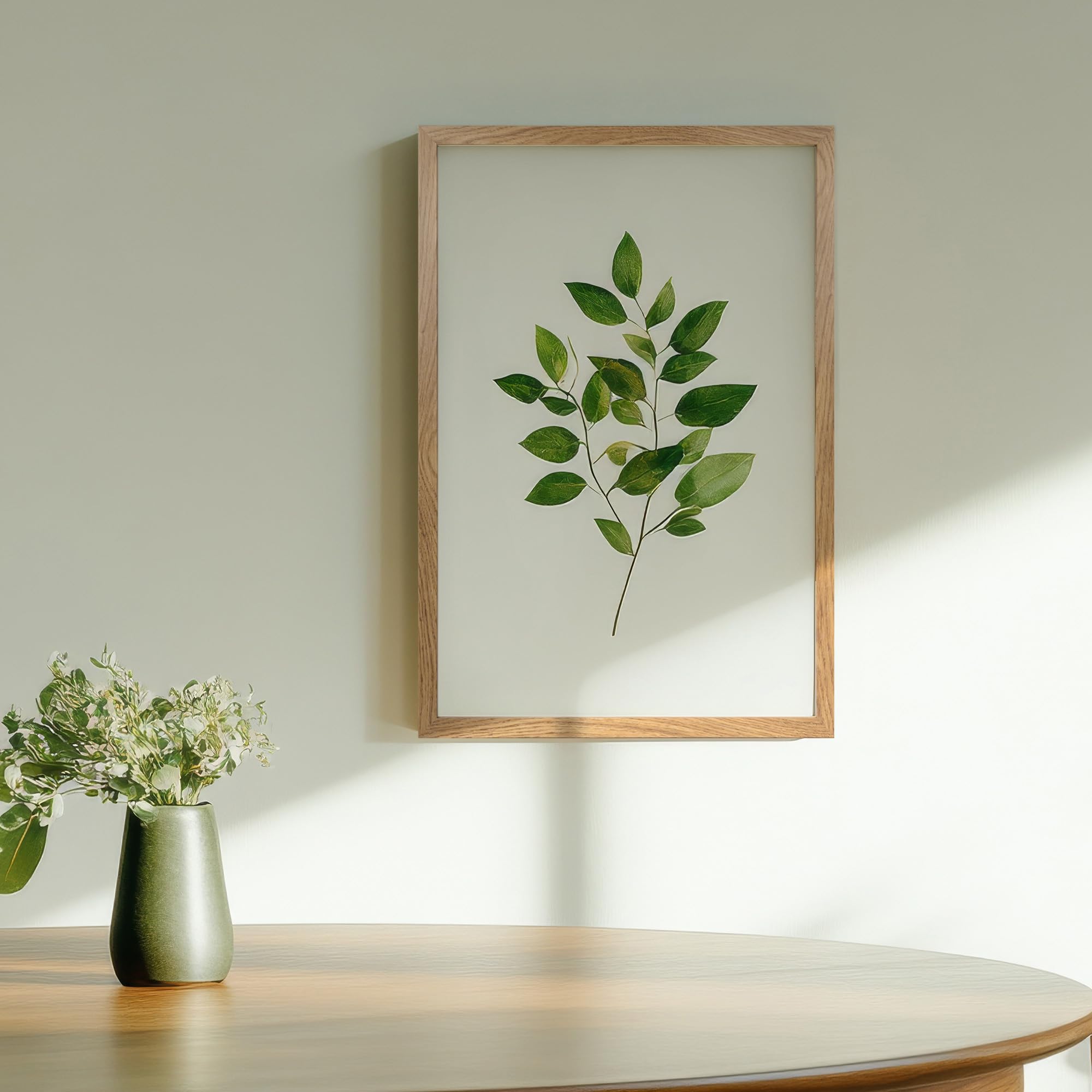 Bilderrahmen 40x60 cm Eichenfarbe, MDF Umweltfreundlichem Rahmen mit Bruchsicheren Plexi, Aufhänger und Aufsteller