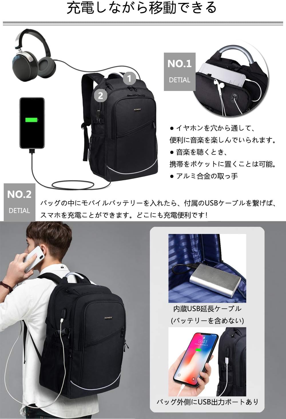 Amazon Co Jp 収納力抜群 ビジネスリュック ビジネスバッグ ラップトップバックパック メンズ タブレットpcバッグ 15 6インチpcバッグ Usb充電ポート 大容量 撥水 加工 耐衝撃 旅行 通勤 通学 出張 シューズ バッグ