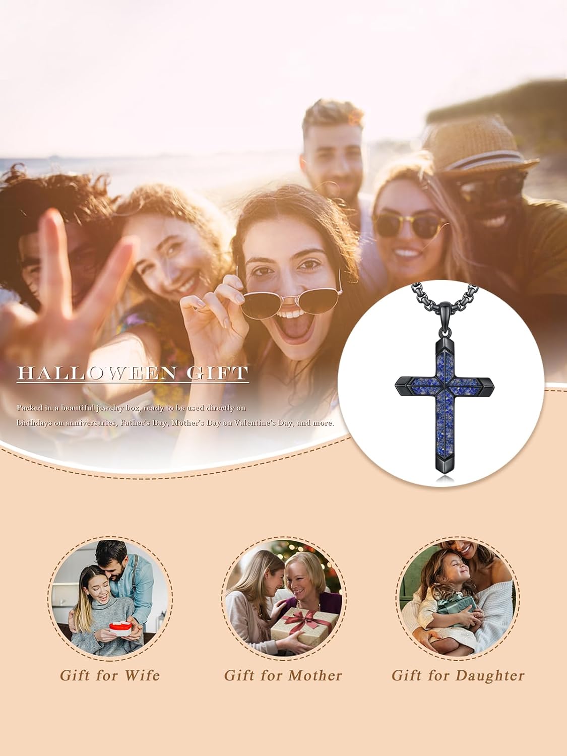 TwoAnts Cross Necklace for Men 925 Sterling Silver Turquoise Cross Pendant Necklace Religious Protection Jewelry Gifts for Women