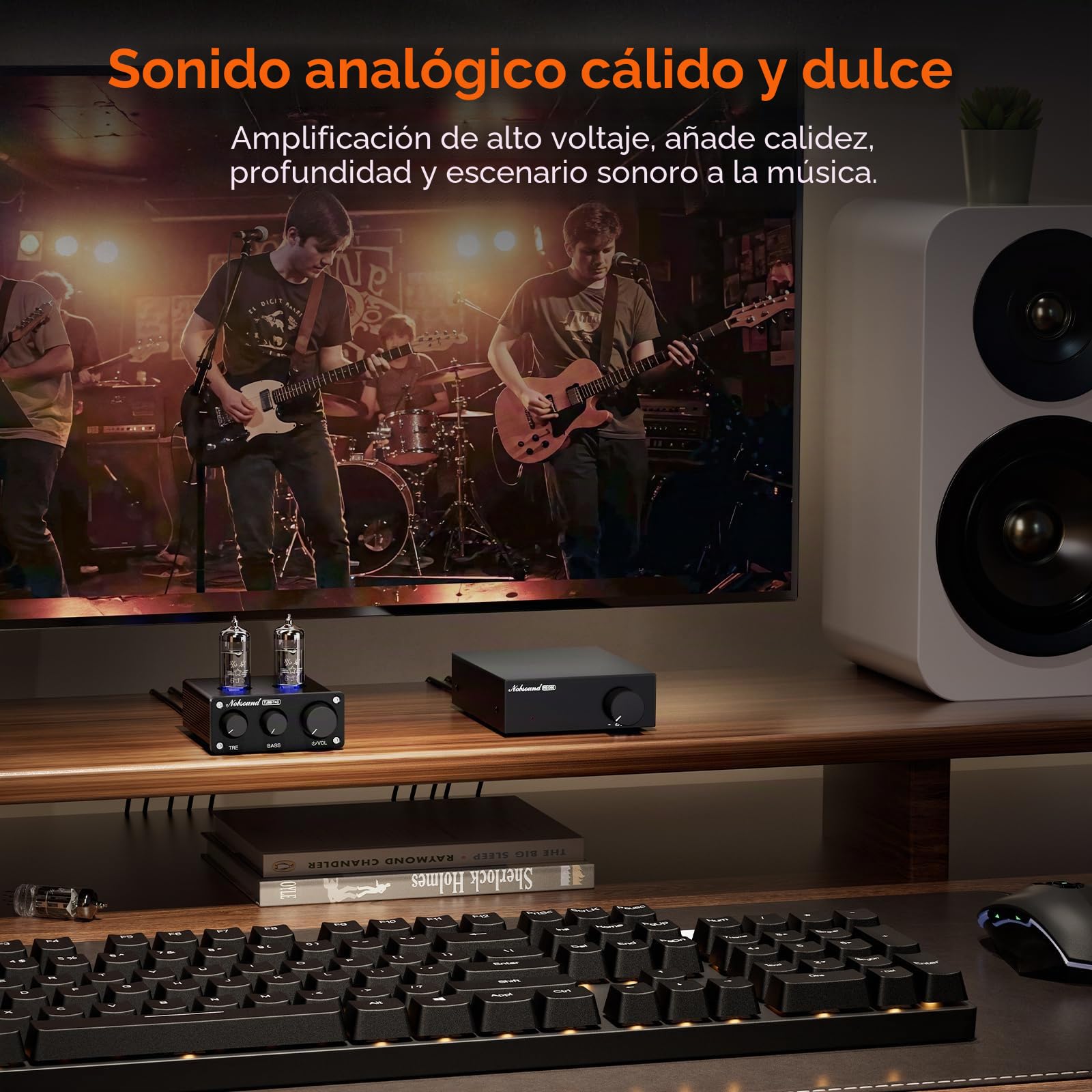 Nobsound Mini preamplificador de tubo HiFi: preamplificador de audio estéreo clase A con control de graves y agudos para amplificador estéreo doméstico, altavoz activo, sistemas de audio de escritorio