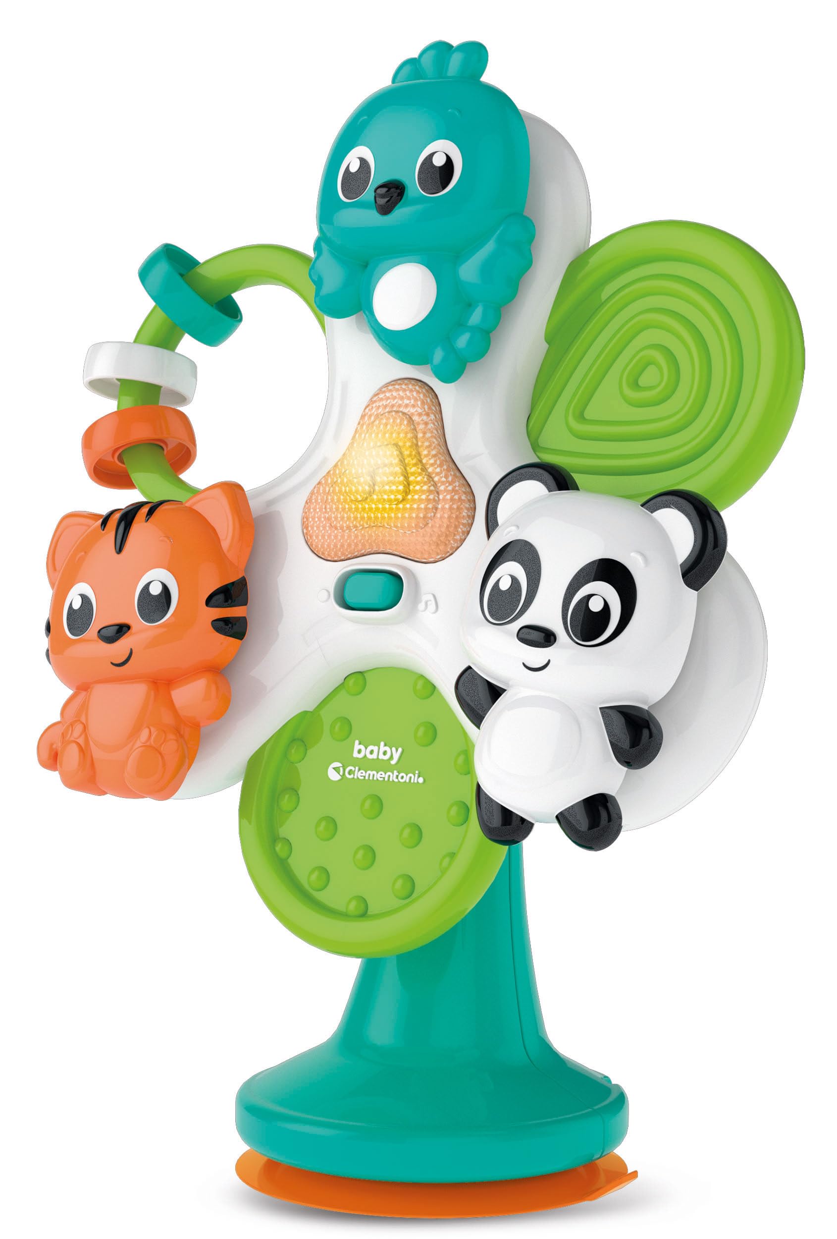 Clementoni 17915 Round Wind Spinner with Animals, Early Childhood Play, Electronic, Interactive Lights and Sounds, 1 Year, High Chair Toy with Suction Cup, Batteries Included, Multi-Coloured