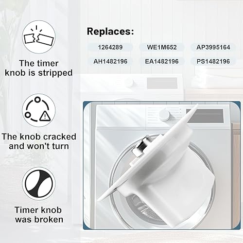 Miniatura 5 de Sikawai - Pomo temporizador irrompible para secadora WE1M652 con protección de funda de metal reforzada por Sikawai Fit para secadora G-E Hot-point