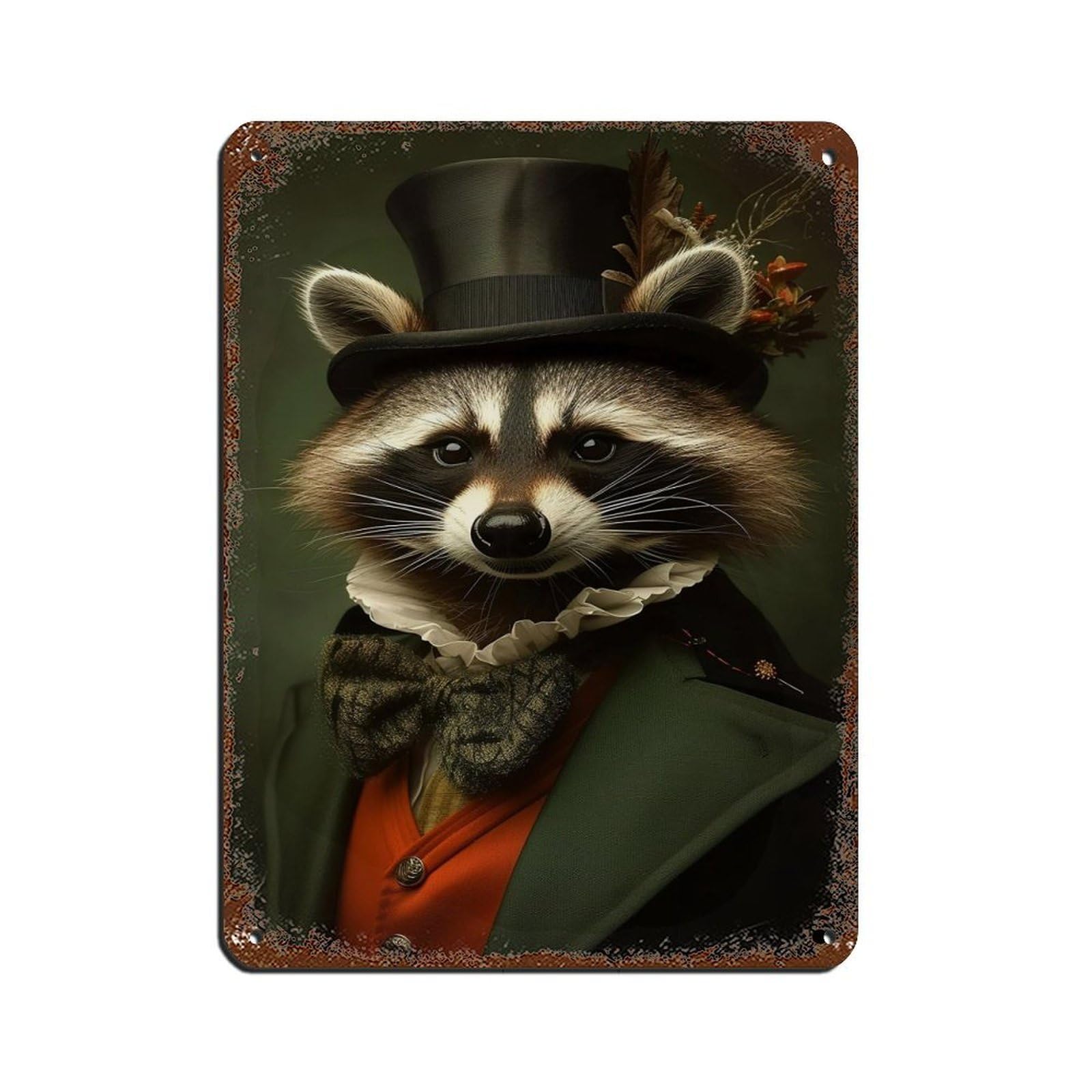 Vintage Gentleman Raccoon Paintingposter Retro Poster Metal Tin Sign Chic Art Retro Iron Painting Bar People Cave Cafe Family Garage Poster Wall Decoration 12x16inch(30x40cm)