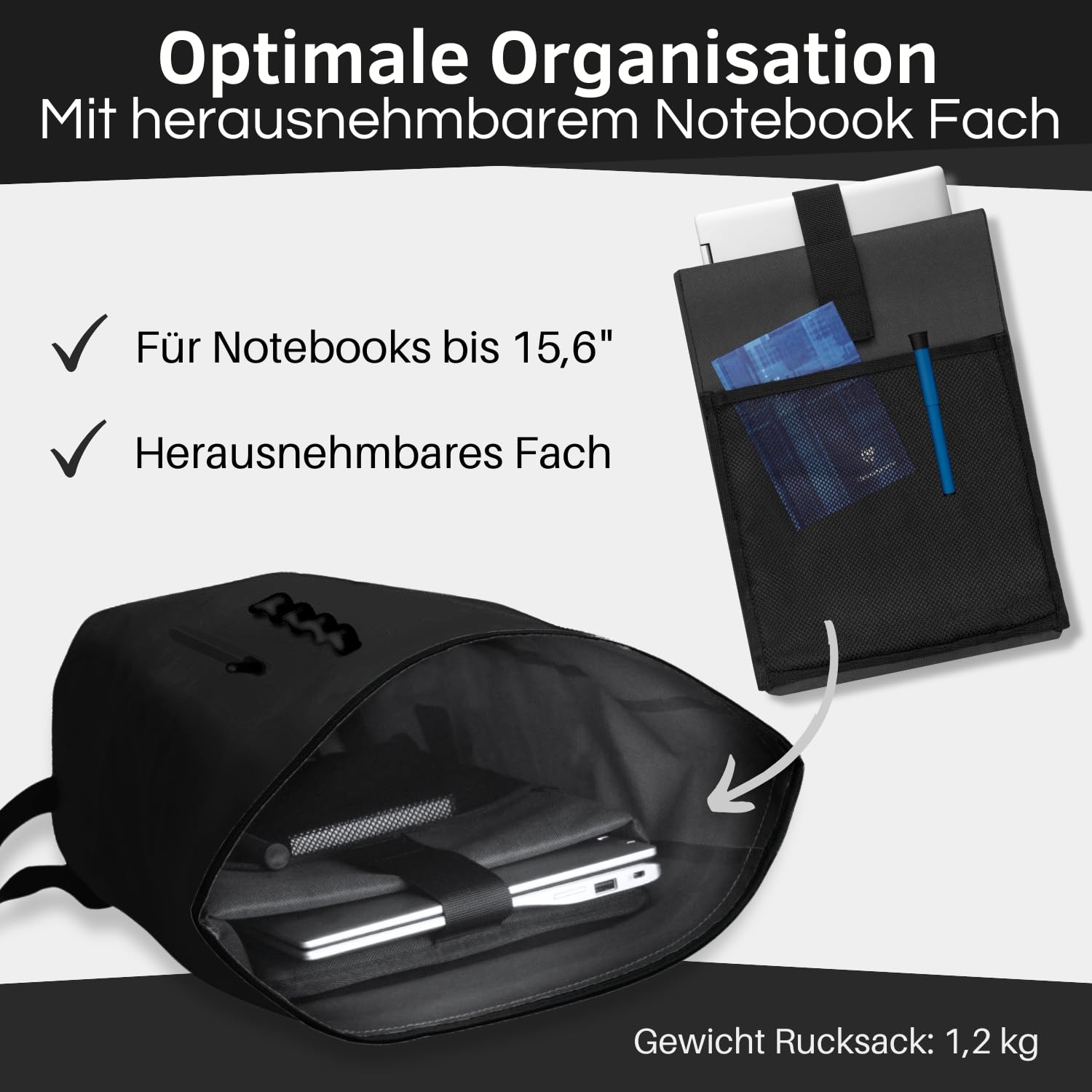 HiLo sports 25 Liter Rolltop Rucksack wasserdicht - Urban 25 Kurierrucksack - Rucksack für Damen und Herren - Für Büro, Arbeit, Freizeit & Fahrrad