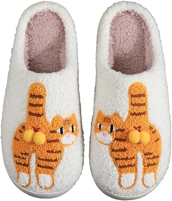 Women Men Plush Warm House Slippers Love Pattern Casual Home Shoes Soft Slip-on Outdoor Indoor Bedroom Cotton Slippers