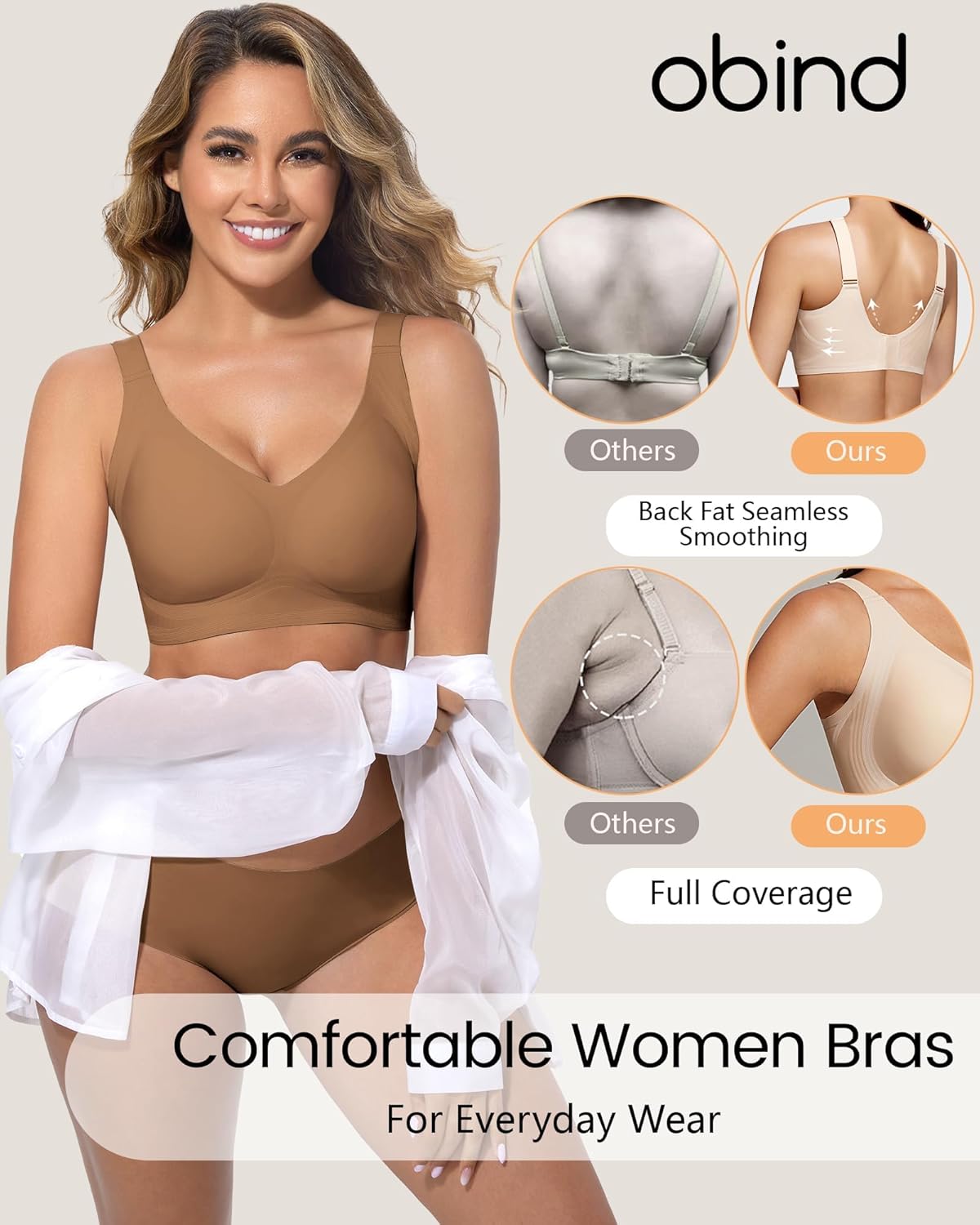 Womens Seamless Jelly Bras Wireless Push Up Full Coverage Bras with Air Vents Padded T-Shirt Bralettes No Underwire - Image 5