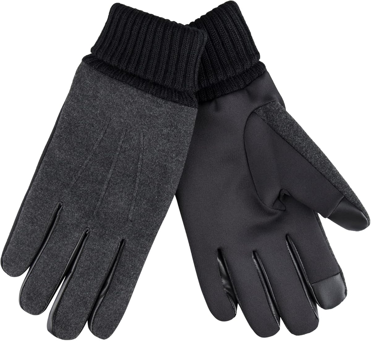 Dockers Men's Warm Fabric Winter Gloves with Smartphone Touchscreen Capability