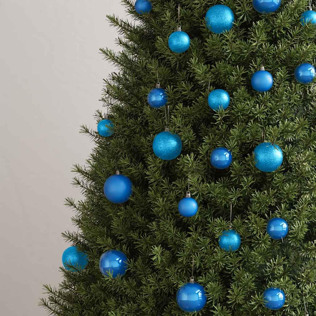 100-tlg. Weihnachtskugel Set Blau aus Kunststoff und PVC, 3 Größen 3 bis 6 cm, mit Aufbewahrungsbox, weihnachtsbaumschmuck christbaumschmuck für tannenbaum advent festtag dekoration