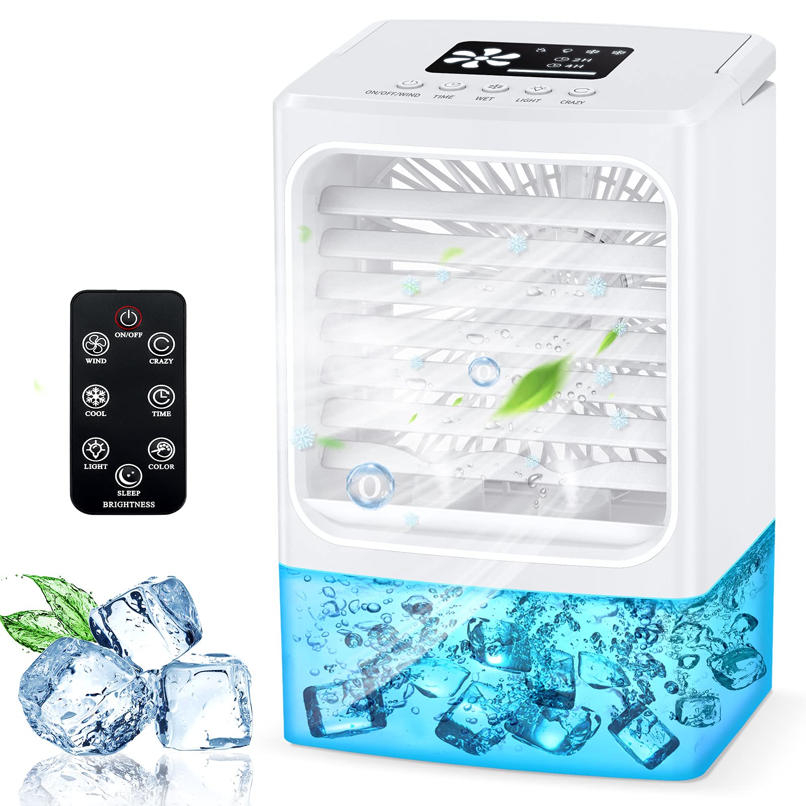 Portable Air Conditioner Fan, Personal Air Conditioner Mini Air Cooler Desk Fan with Remote Controll