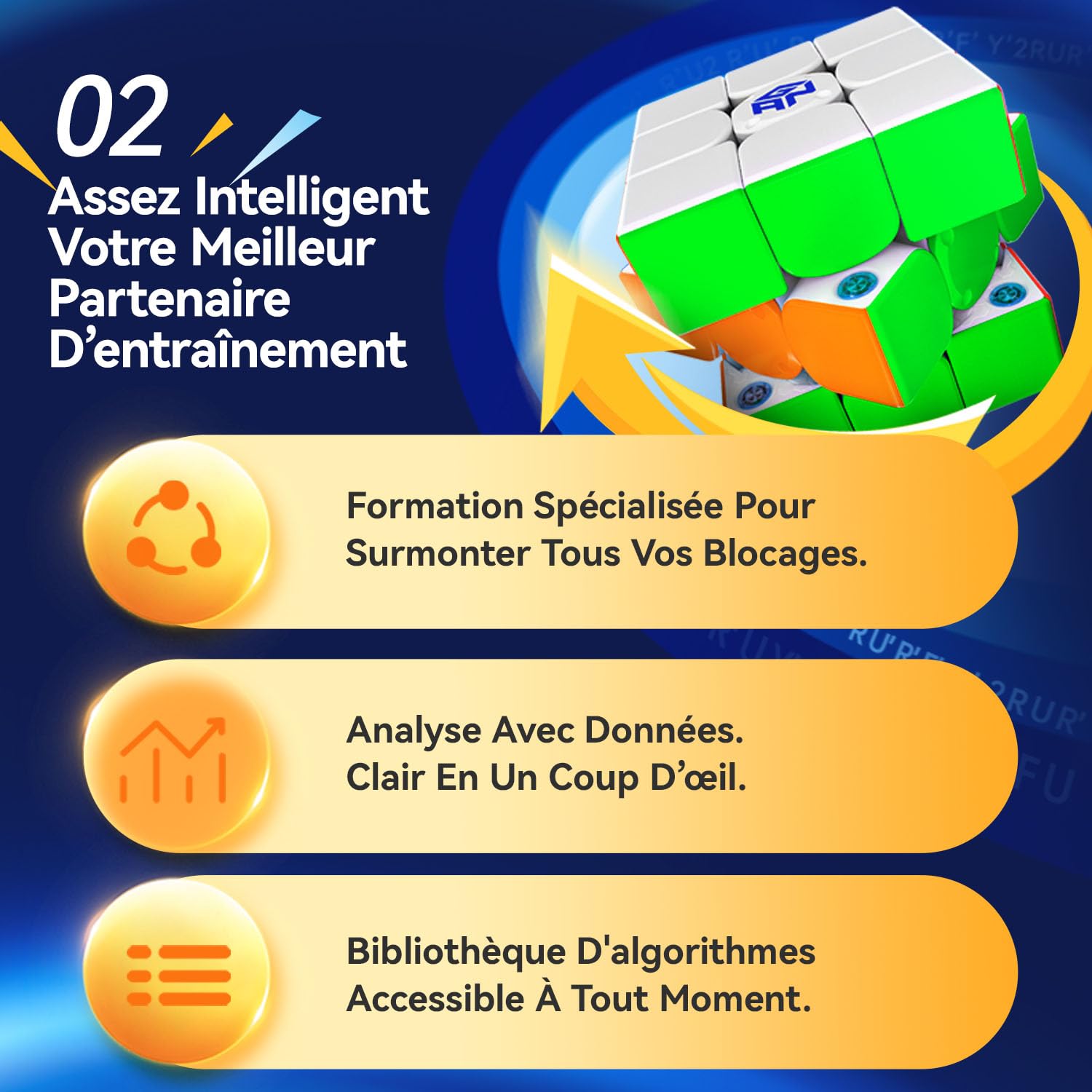 GAN356 i Carry E Smart Cube 3x3 Speed Cube Contrôle par Appli GES Pro+ 150h Autonomie Version Givrée