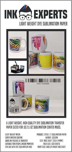 Ink Experts Style LITE Mug Size Sublimation Paper 100gsm (100 Sheets)