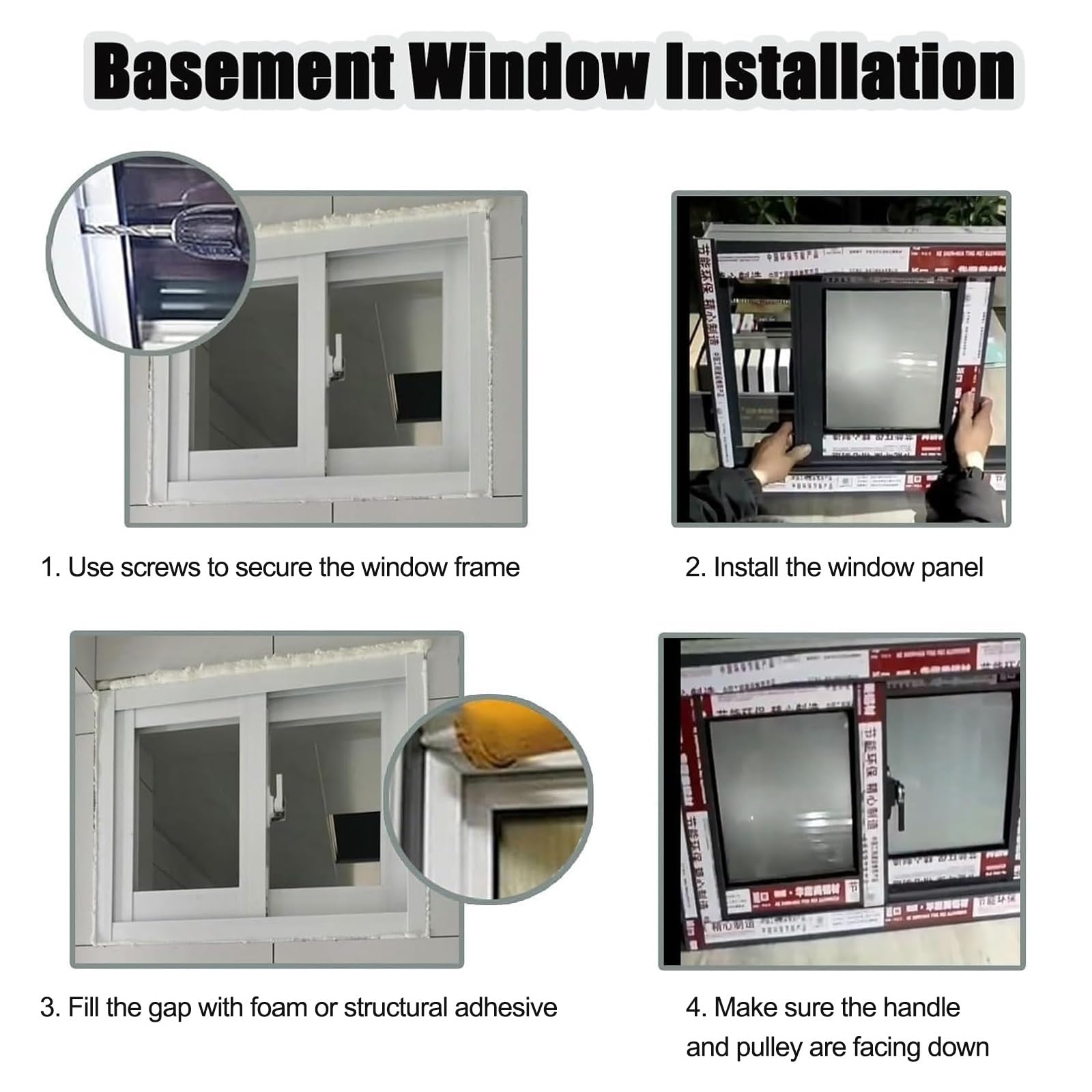 Repuesto de ventana deslizante horizontal para baño y sótano, ventanas abatibles de cristal y pantalla para gallinero, 80 x 120 cm (alto x ancho)