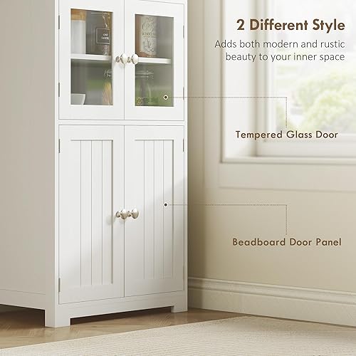 Miniatura 5 de HOMCOM Buffet pequeño de 63 pulgadas con gabinete, despensa de cocina de 4 puertas, armario de almacenamiento independiente con estante ajustable