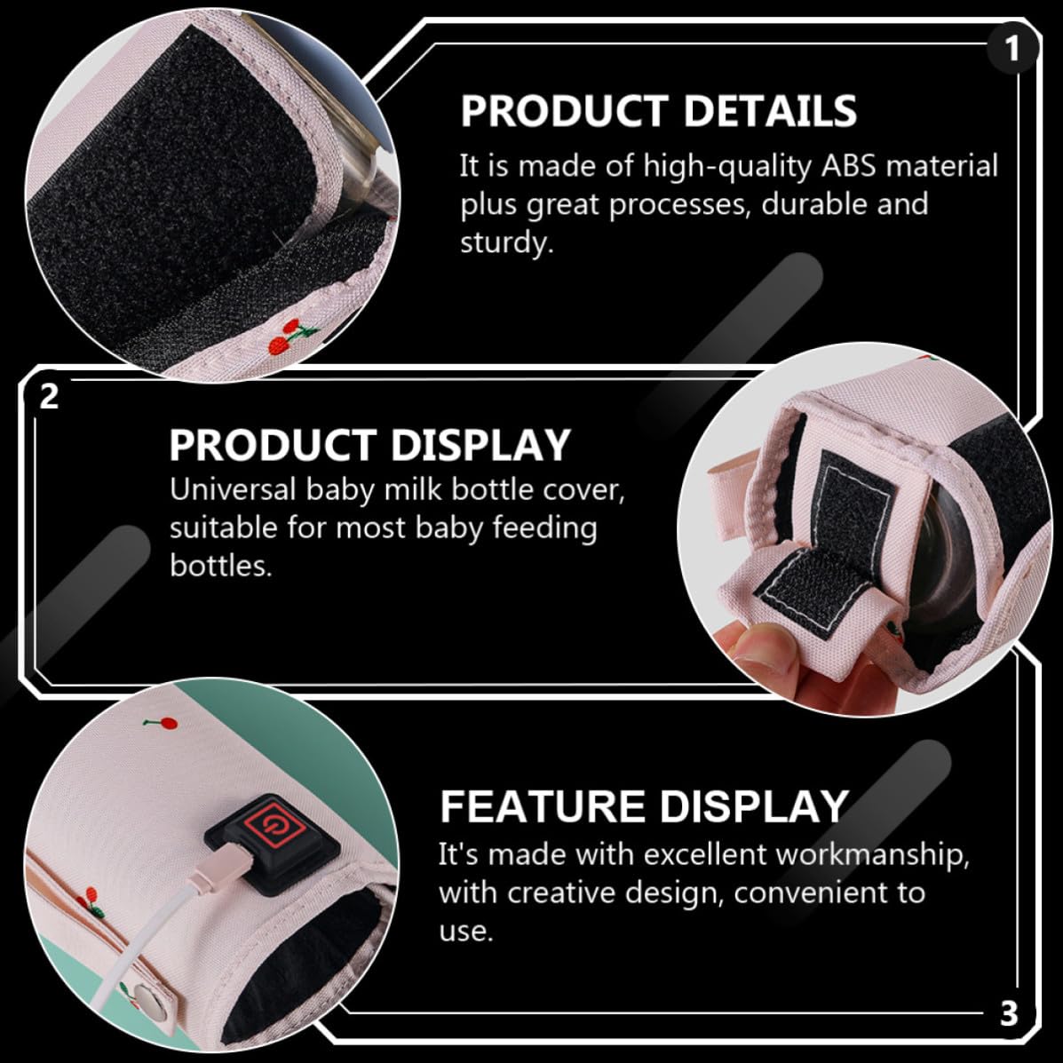 Portable Bottle Warmer Cover with USB Power Supply and Temperature Control, Fiber Material Sleeve for Feeding Bottles, for Car USB Interface and Travel Use Random Color