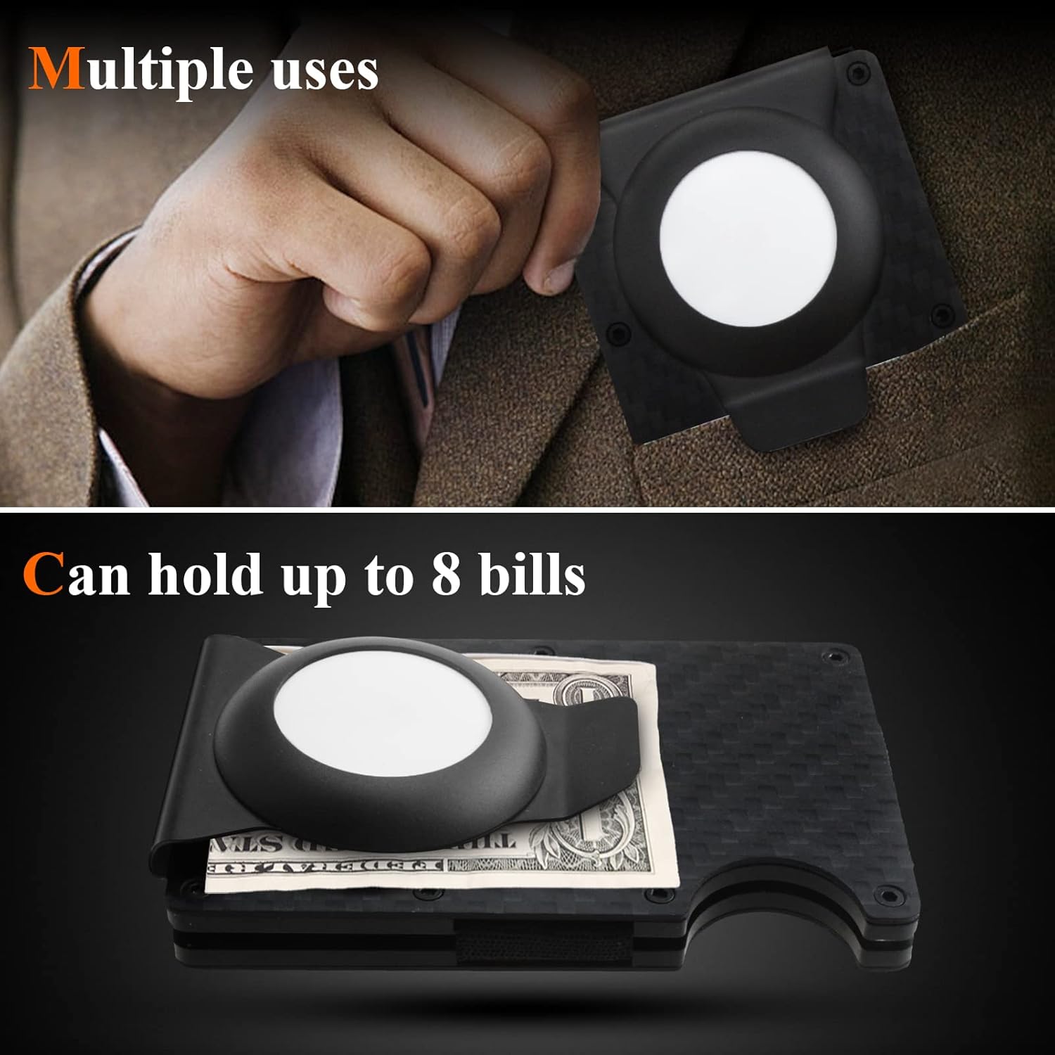 Holder Compatible with Airtag Gen 2/Gen 1 for Wallet, Money Clip for Metal Wallet, Minimalist Slim Anti-Lost Tracker Case Accessories Attachment for Apple Airtag 2/1 - Image 4