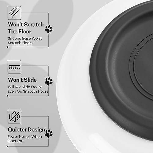 Miniatura 8 de Cuencos de comida para gatos, cuencos de cerámica para gatos con parte inferior de silicona antideslizante, paquete de 3 platos silenciosos para