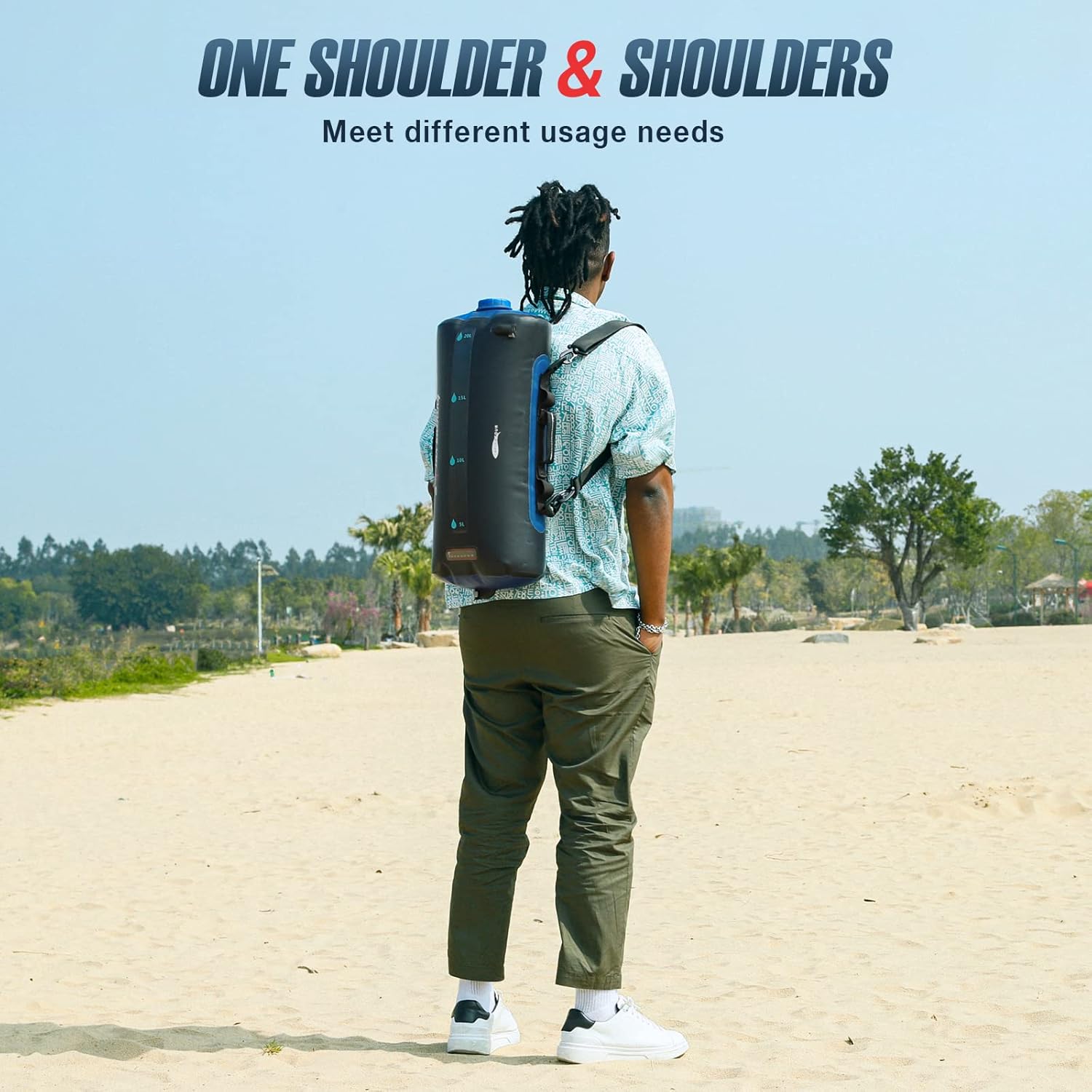 AFISHTOUR 20L/5.4 Gallons Portable Camping Shower Bag, Waterproof Solar Shower Bag with Pressure Foot Pump and Shower Nozzle for Beach Camping Swim Travel Hiking Trip : Sports & Outdoors