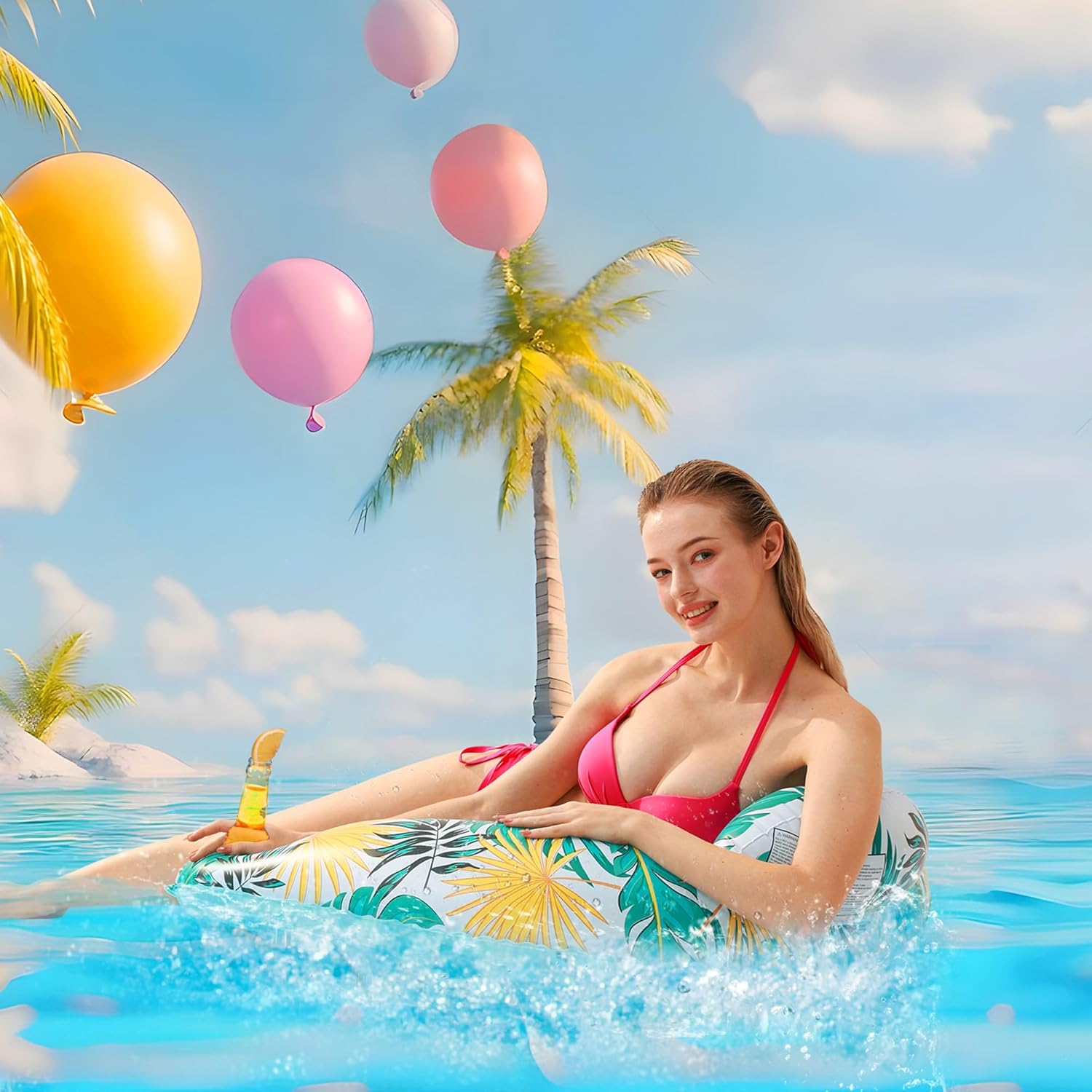 3 Pack Pool Floats Adult, OKSUWATER Pool Floaties for Adults with Two Cup Holders, Inflatable Pool Floats Chairs, Lake Floats for Adults Applies to Water Play Party