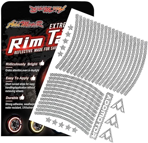 Addmotor Calcomanías reflectantes para llantas de bicicleta, cinta reflectante, reflectante, para decoración de bicicleta y motocicleta (rojo, 20)