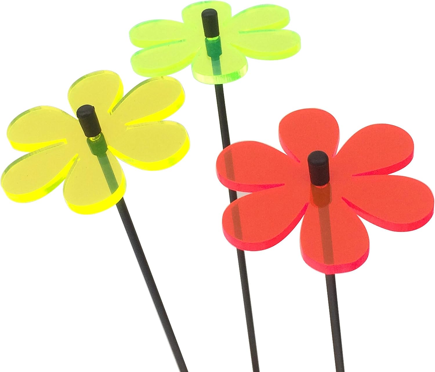 Suncatcher Garden Ornaments Daisy, Set of 3 Small Decorative Garden Stakes, Outdoor Yard Accessory, Great Gardeners Gift, Colour:red/Yellow/Orange : Patio, Lawn & Garden