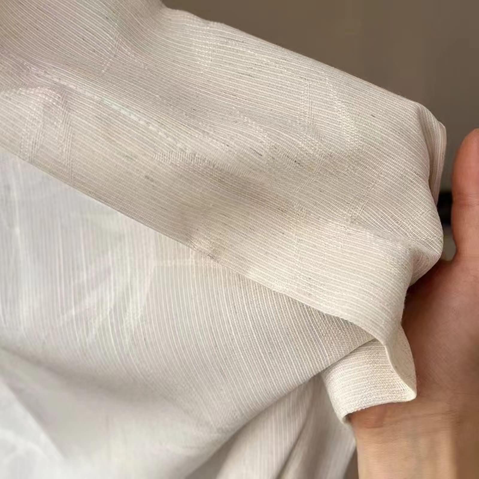 Zasłony z woalu, 214 cm długości, przezroczyste zasłony z haczykami, zestaw 2 sztuk, beżowe, jednokolorowe z żakardowymi liśćmi, zasłony do salonu, sypialni, pokoju dziecięcego, pokoju