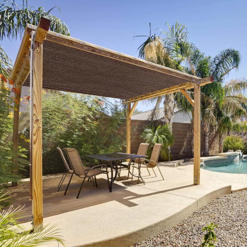 Eden's Decor Square 6' x 6' Brown Sun Shade Sail Canopy UV Block for Backyard Porch Pergola Lawn Garden Carport