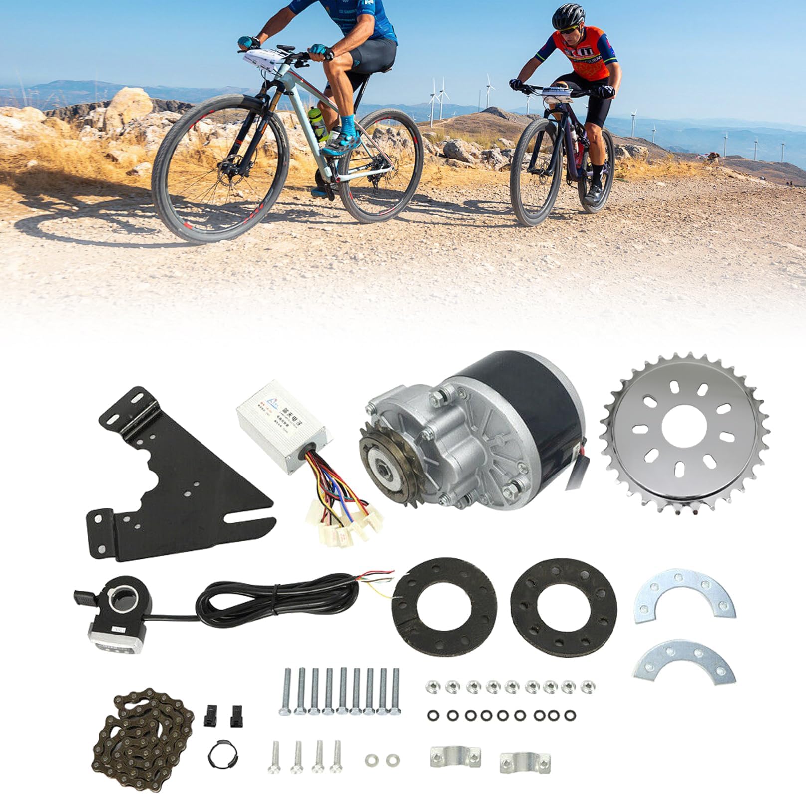 Electric Bike Conversion Kit, 36V 350W Thumb Kit E-Bicycle Kit, Mountain Bike Conversion Custom for Mountain Bike Conversion（No Batteries）