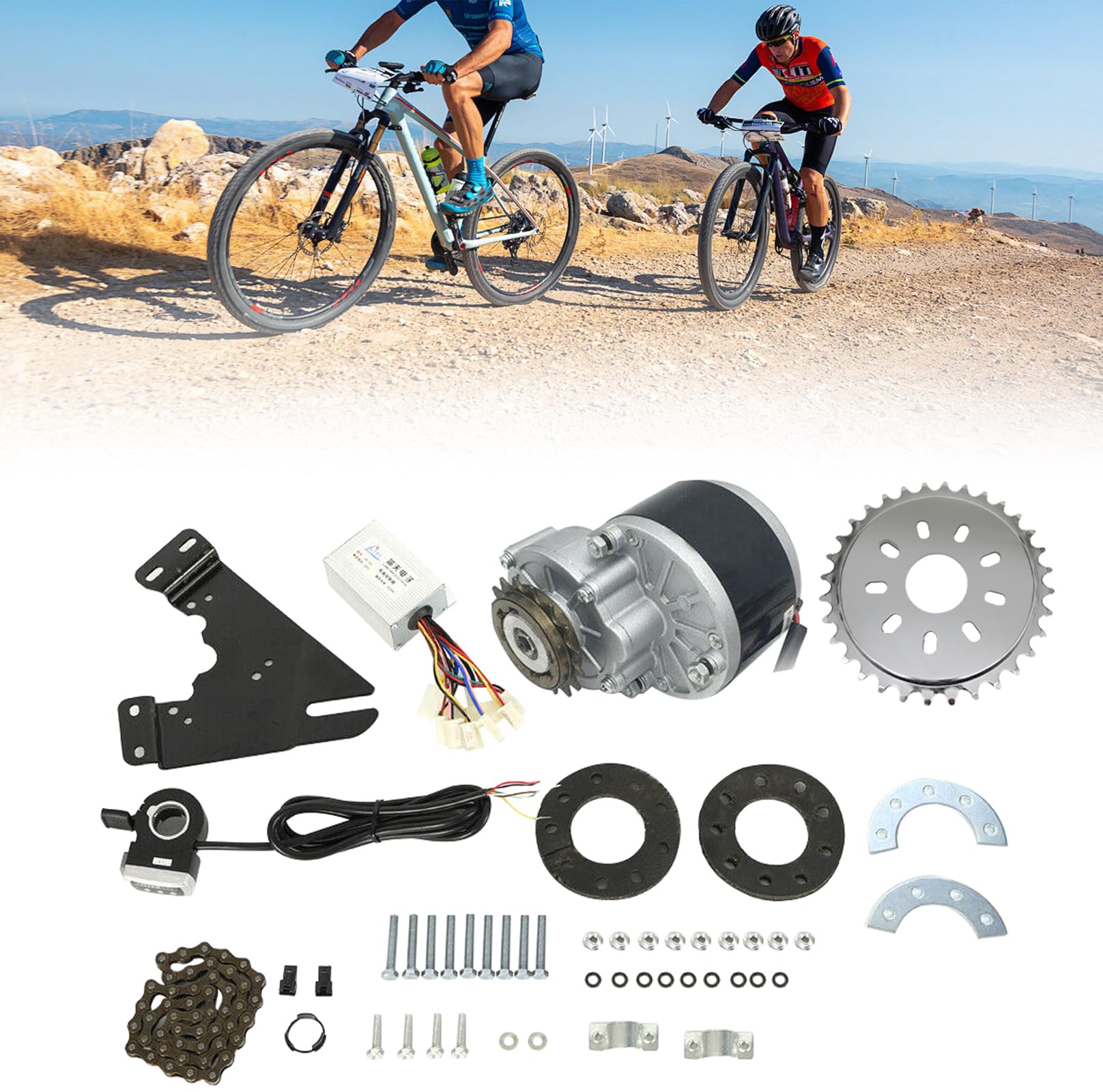 Electric Bike Conversion Kit, 36V 350W Thumb Kit E-Bicycle Kit, Mountain Bike Conversion Custom for Mountain Bike Conversion（No Batteries）