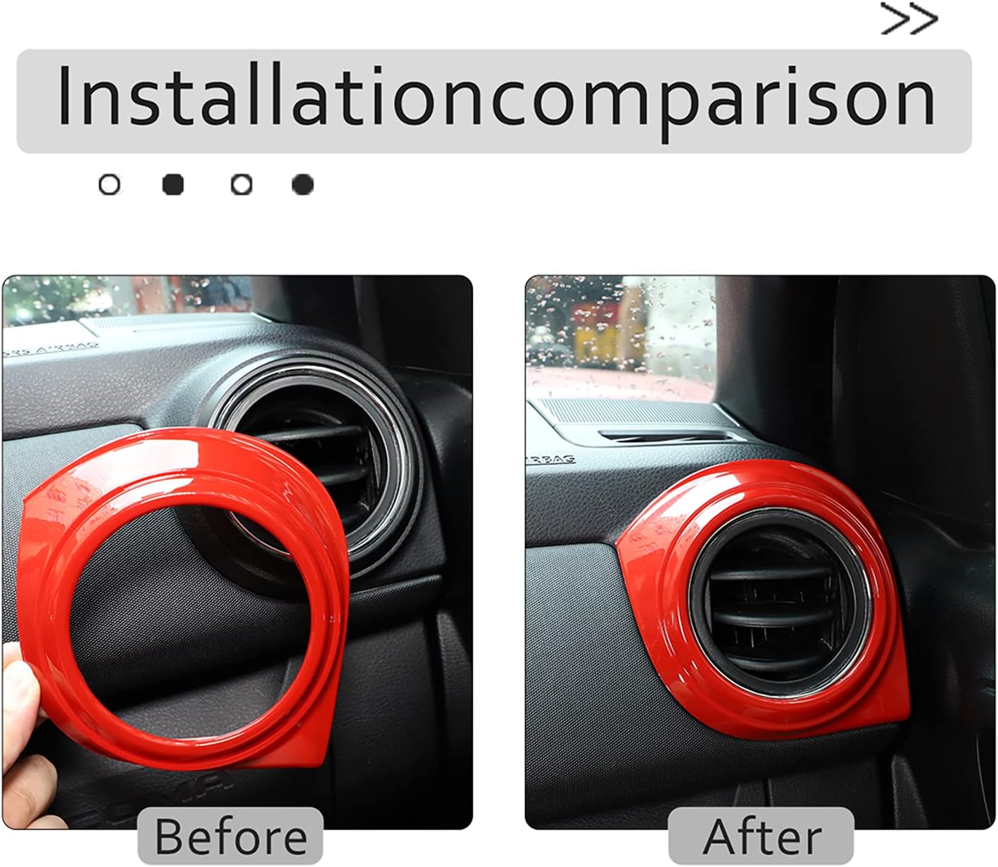 4pcs Car ABS Inner Central Console Air Conditioning Vent Rings Frame Cover Trim Car Accessories Fit for Toyota Tacoma 2016 2017 2018 2019 2020 2021 2022 2023(Red)