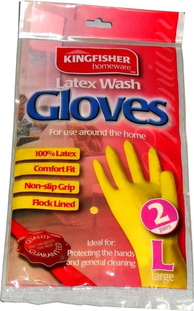 LATEX RUBBER WASHING UP GLOVES LARGE 2 PAIRS Everything