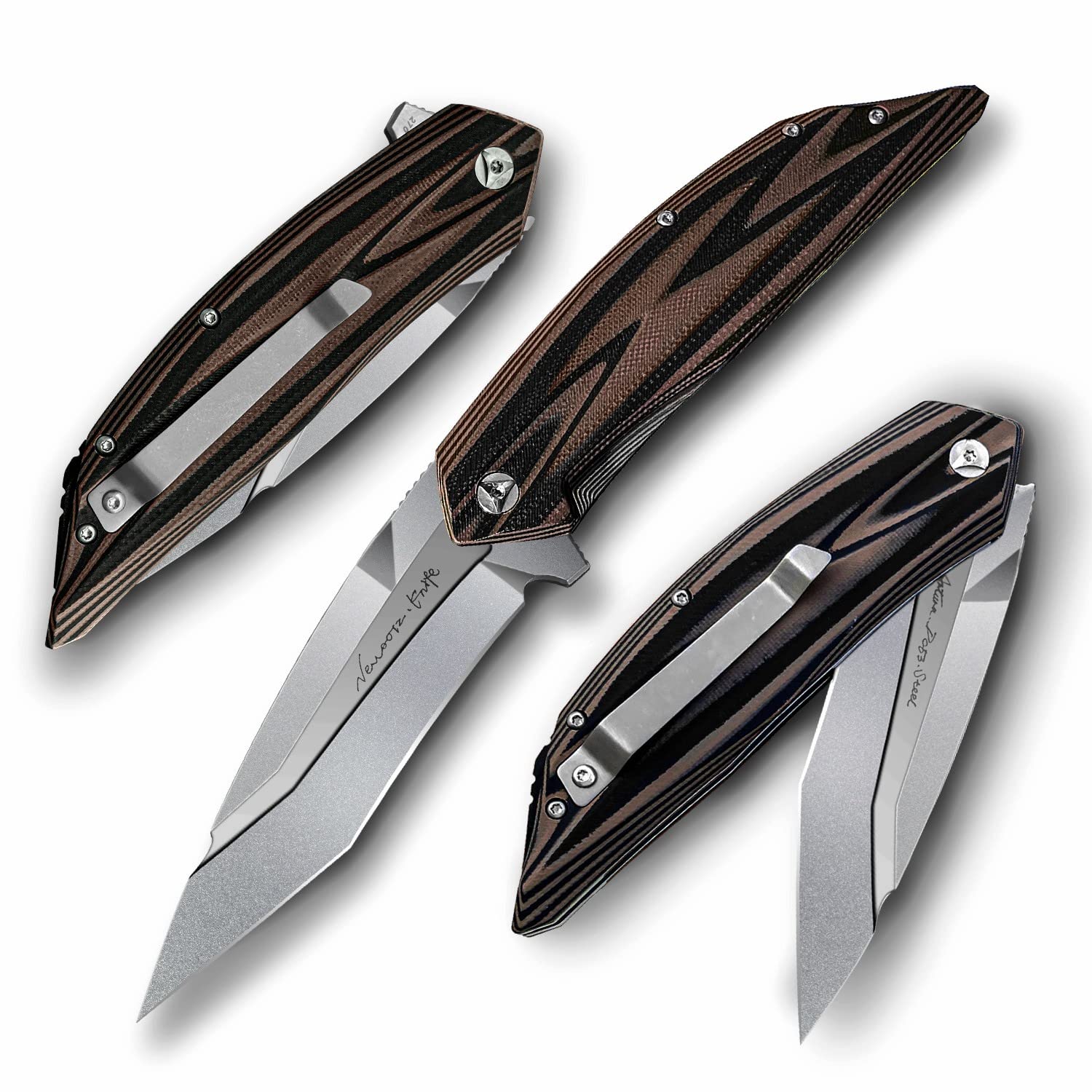 NEWOOTZoutdoor high hardness folding knife 5 "DC53 steel portable pocket knife, titanium clip camping hunting knife suitable for fishing survival
