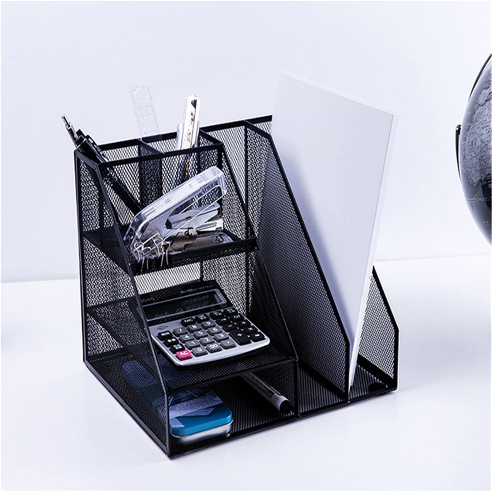 Portadocumenti da Scrivania Desktop Grid Metal File Radd Office Desk Supporto File Multifunzionale Organizzatore del documento 31.1 × 25,8 × 25,5 cm Vaschetta Portacorrispondenza