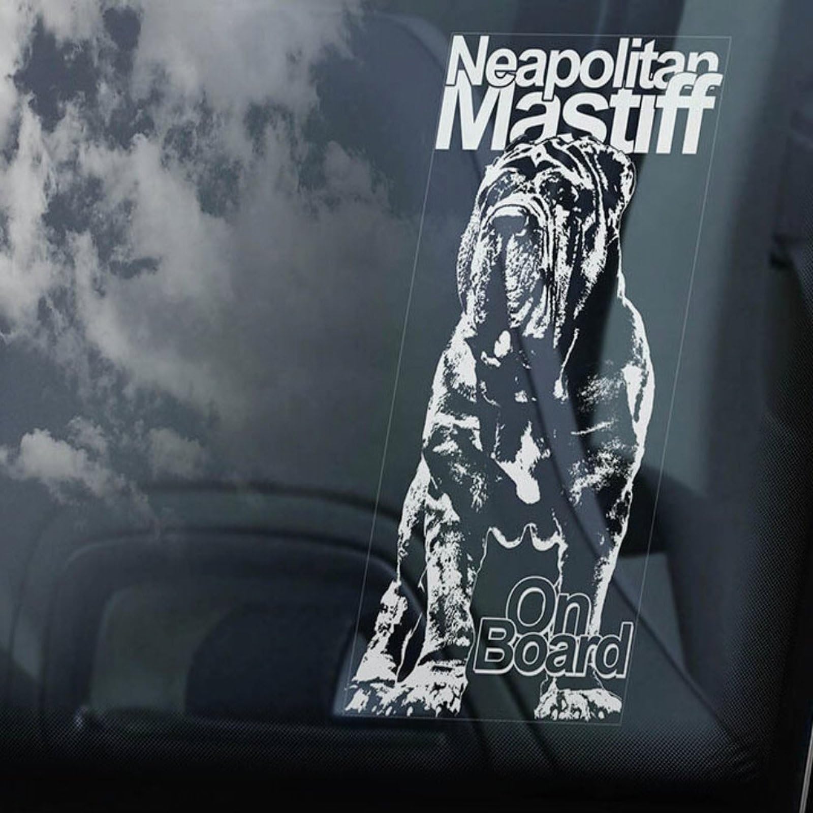 LMMIXEE Neapolitan Mastiff on Board Car Window Sticker Mastino Napoletano Dog Sign Decal Dog Mom Dad Vinyl Die Cut Decals Funny Dog Bumper Stickers Neapolitan Mastiff Dog Owner Gift