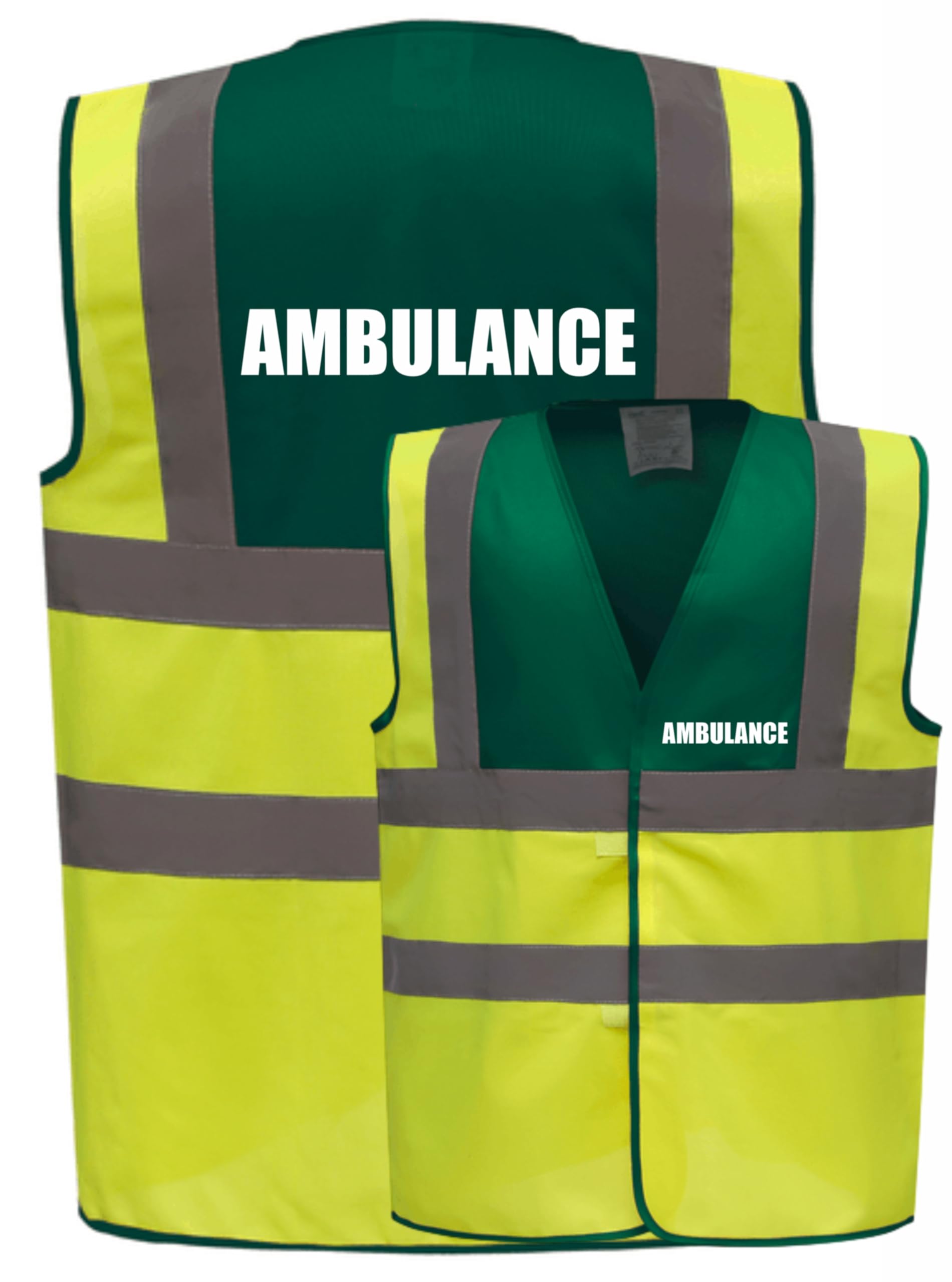 Premium Ambulance Yellow Green Hi Vis Viz Reflective Safety Vest Waistcoat, Reflective High Visibility, XXX-Large