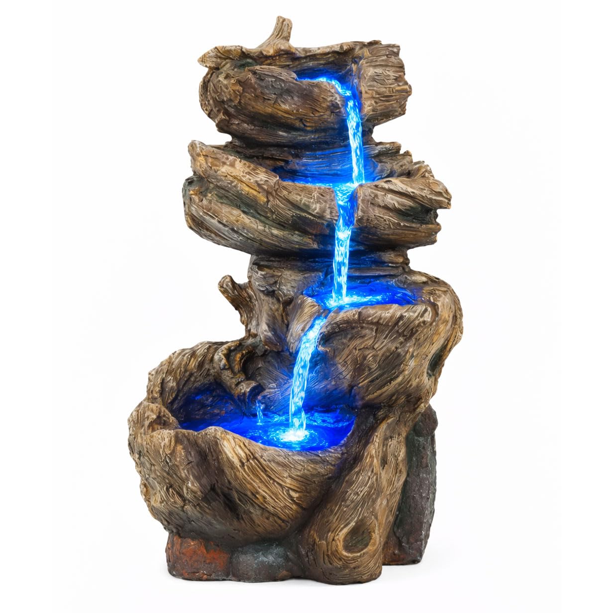 Gardenwize -Solar Powered Rock Stack Water Feature with Battery Backup – Outdoor Garden, Patio, or Balcony Water Feature with LED Lights, Portable & Eco-Friendly