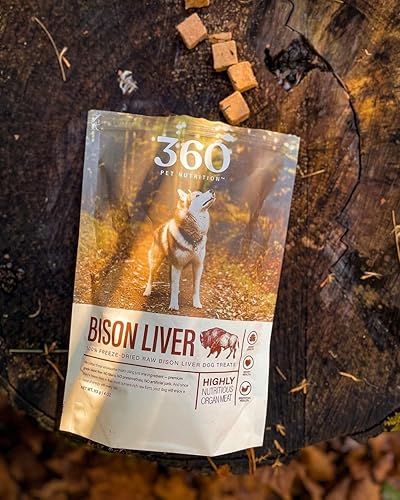 Miniatura 9 de 360 Pet Nutrition Golosinas de hígado de bisonte crudo liofilizado para perros, un solo ingrediente, alto en proteínas, sin granos, aperitivos de
