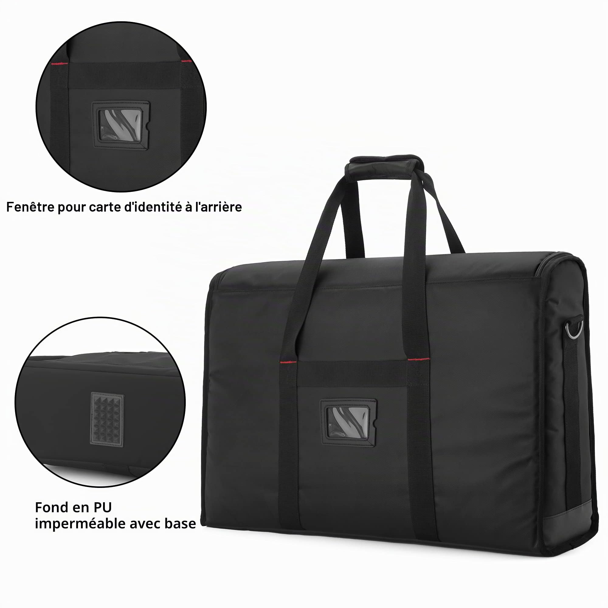 Trunab Sac de Moniteur Porte Moniteur PC, Sac de Voyage Transport de Écran 24'', Compatible avec LCD Screens, TVs, et Tout-en-Un Ordinateur, avec bandoulière, Renforçage Fond, Noir
