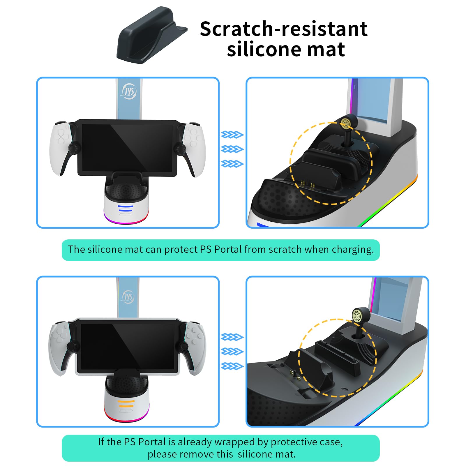 BeisDirect Dock di ricarica per PlayStation Portal Console di gioco Dock Station di ricarica per PS5 Caricatore maniglia con supporto per cuffie, supporto per caricabatterie per PS Portal