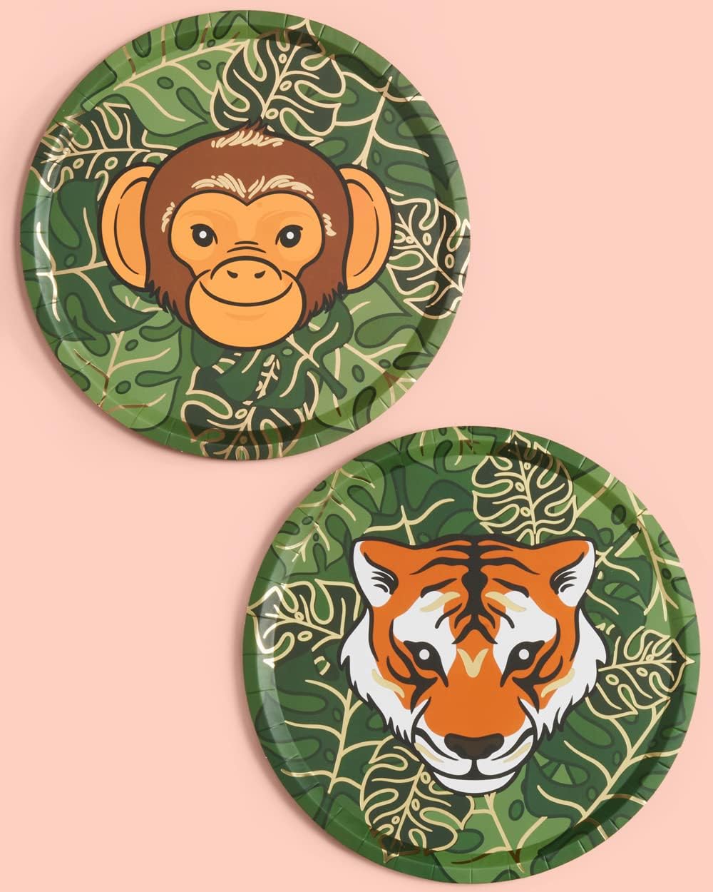 xo, Fetti Jungle Foil Paper Plates - 24 pk, 9" | Safari Theme Party Decorations, Zoo Animal Birthday Party Supplies, Baby Shower Favors