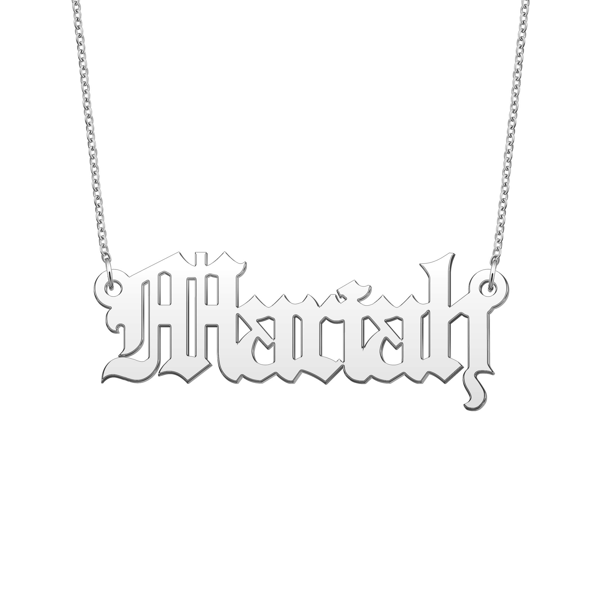 YSAHanOld English Font Name Necklace Personalized Customized Nameplate Initial Jewelry for Women Girls