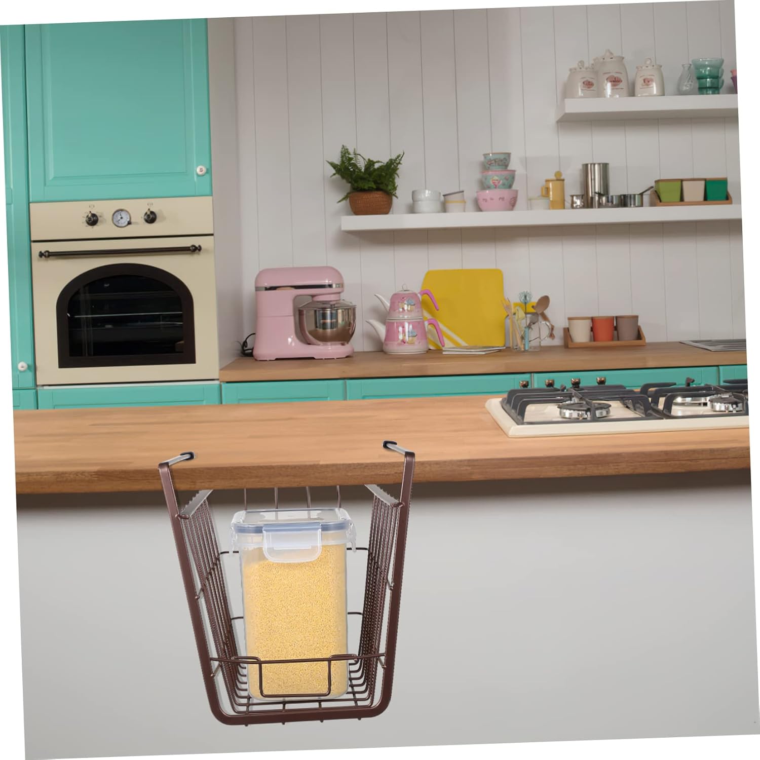 VALICLUD 2 Pcs Hanging Iron Wire Under Shelf Storage Baskets for Kitchen Bathroom Pantry Cabinet Space Saving Organizers for Towels Bowls Books and Stationery