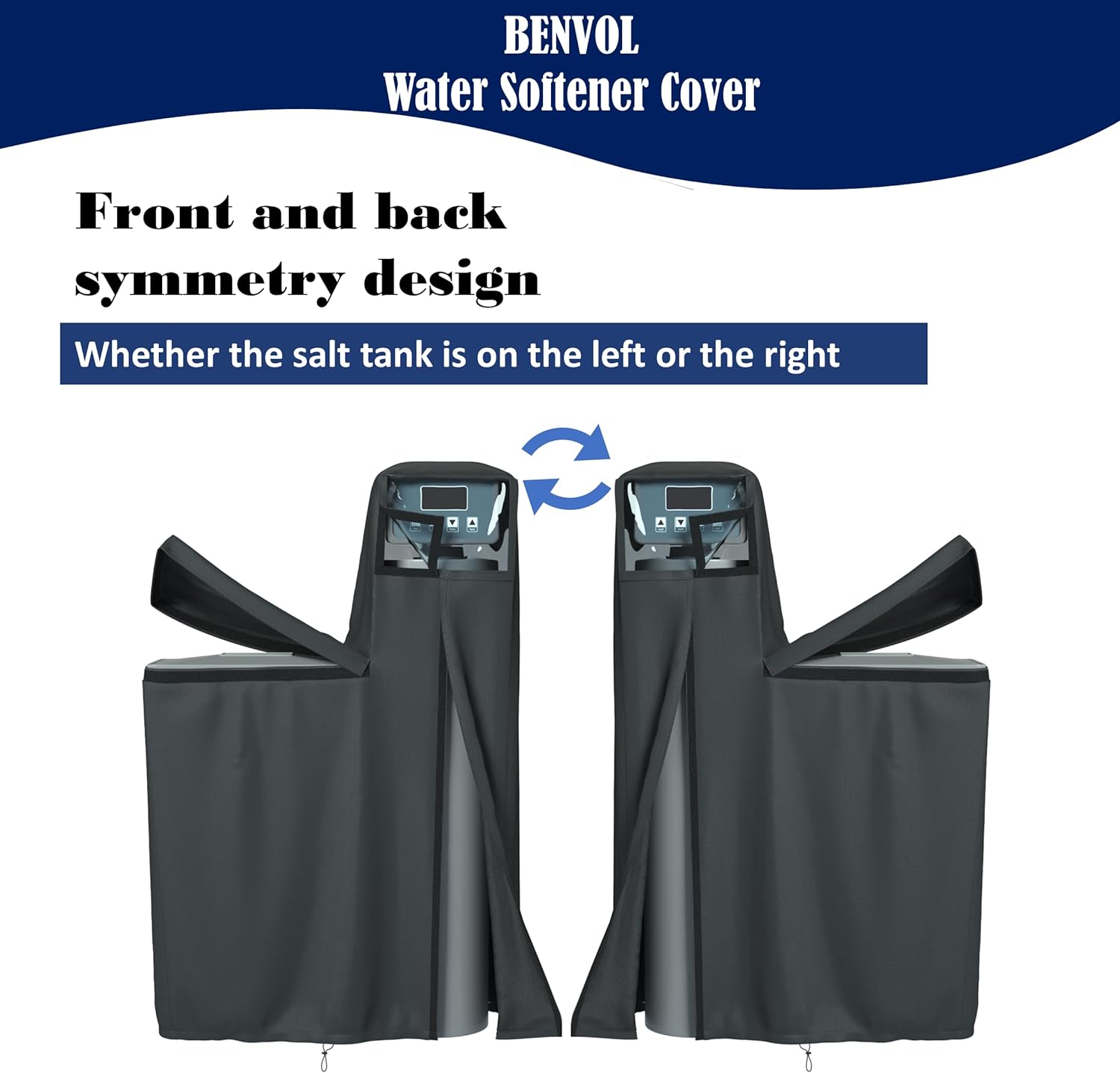 BENVOL Water Softener Cover - 900D Marine-Grade Waterproof Oxford Fabric,All-Season Protection,Easy Install, Universal Fit 64"x40"x16" - Black，Protect Your Outdoor Water Softener
