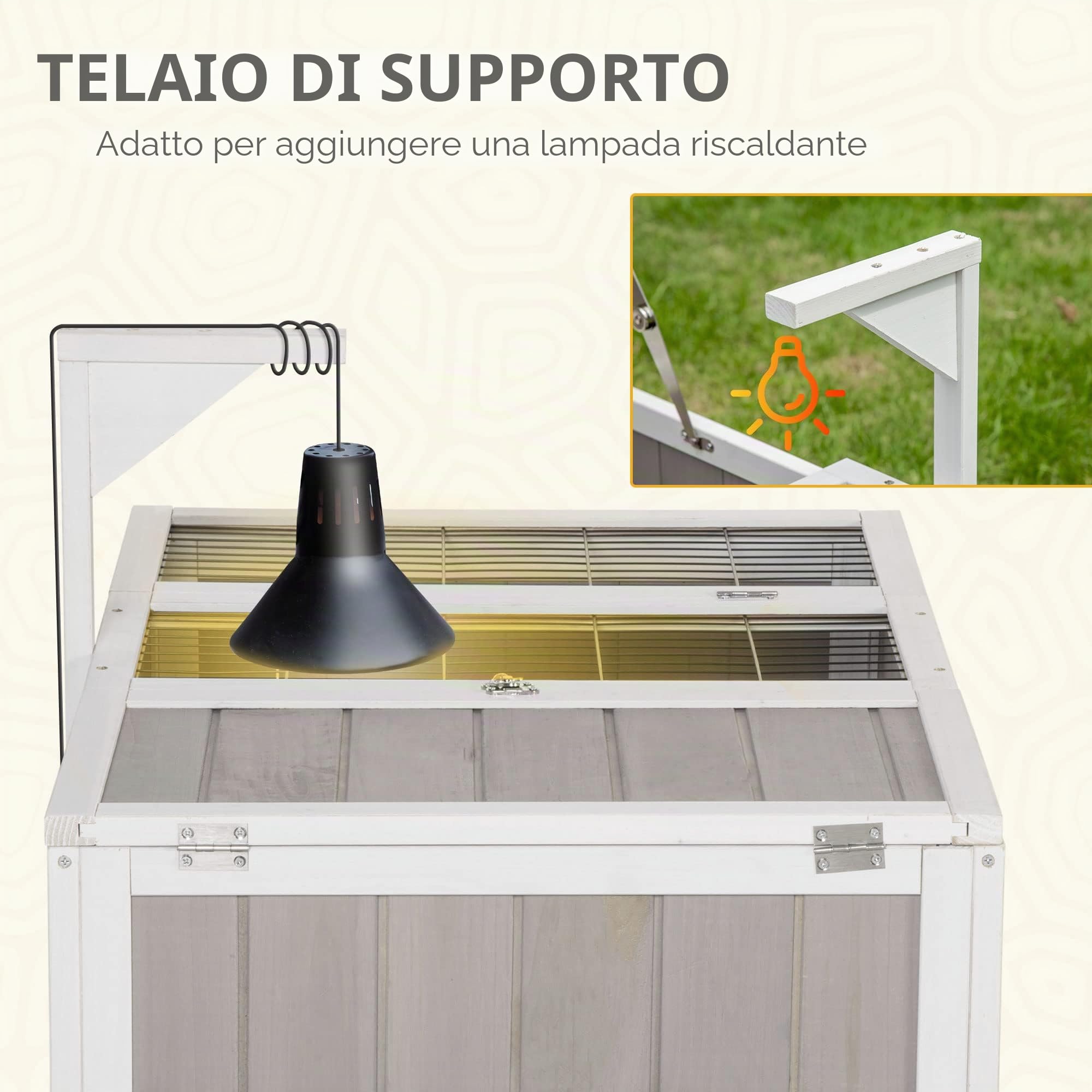 PawHut Casa recinto gabbia per piccolo animale tartaruga con 2 spazi dim. 91,5 x 61 x 33 H cm, legno di abete