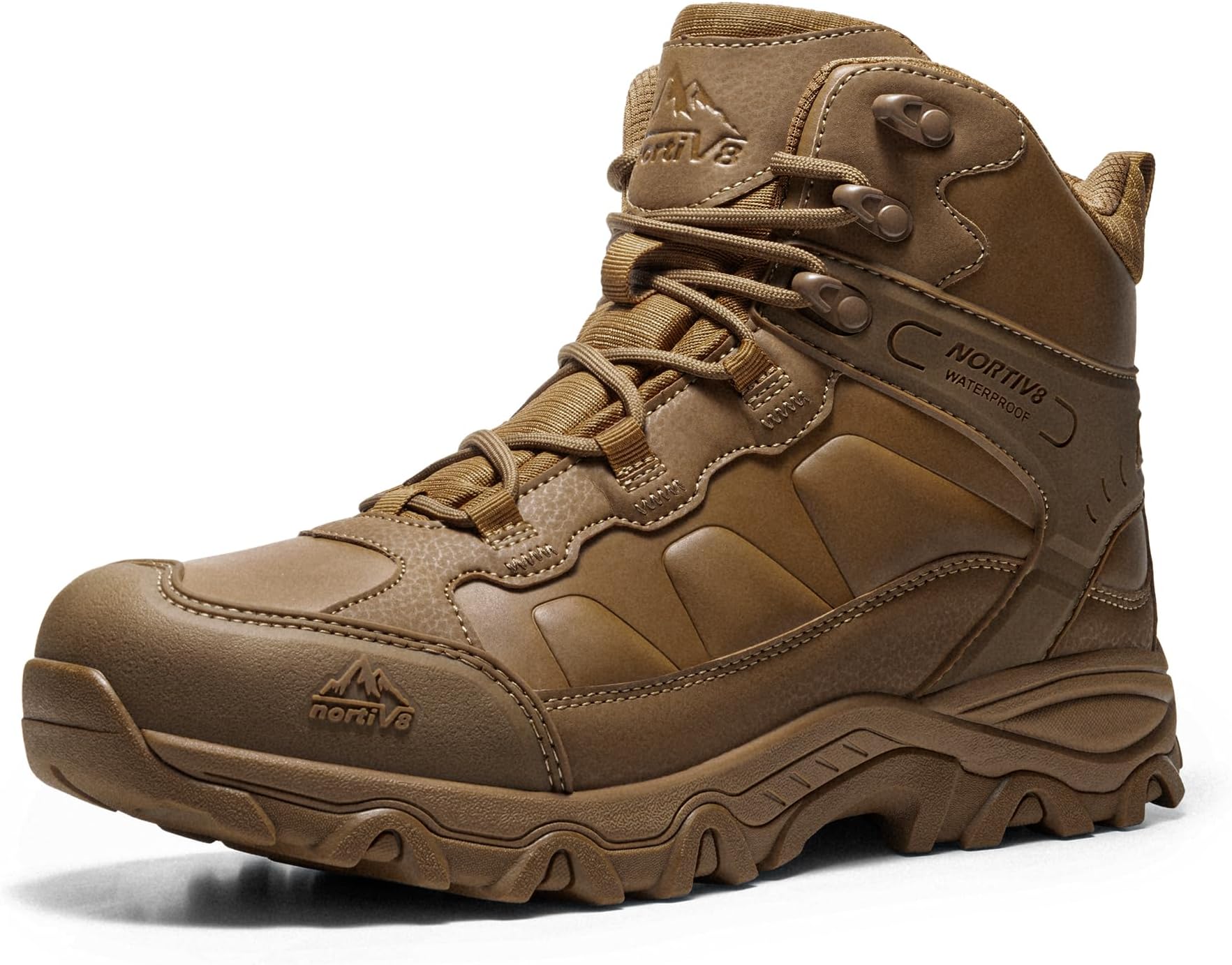 NORTIV 8Men's Waterproof Hiking Boots Outdoor Trekking Lightweight Mountaineering Leather Shoes,Size 10.5,Coyote,NMUMHB2501Recycled Claim Standard Blended