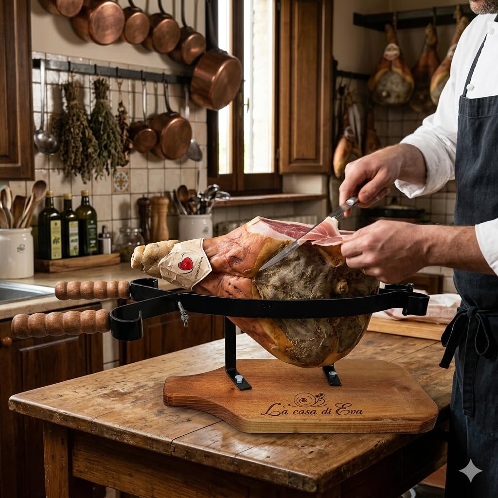 Fermaprosciutto PORTAPROSCIUTTO con Cerniera e Base in Legno Made in Umbria LA CASA di Eva
