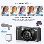 4K Digital Cameras for Photography, Compact Vlogging Camera with Flip Screen, 18X Digital Zoom YouTube Camera, Ideal for Bignners Boys Girls Black