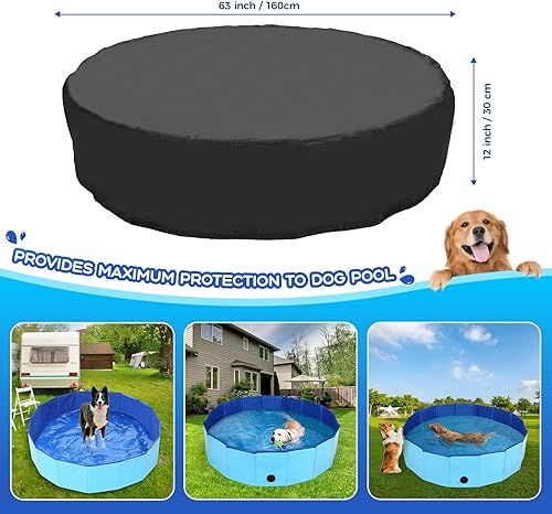Miniatura 10 de Tufmunb Cubierta de piscina para perros de 48 pulgadas, portátil, redonda, plegable, cubierta de piscina para niños con material de tela Oxford y